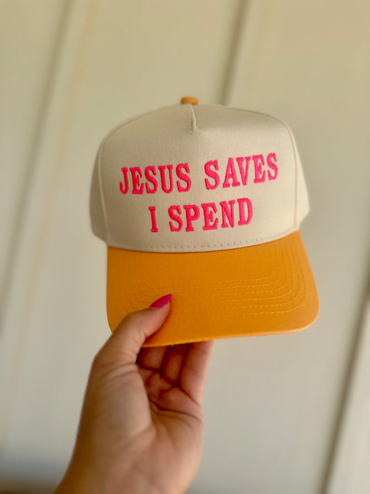 Jesus Saves, I Spend - Cotton Twill Trucker Hat